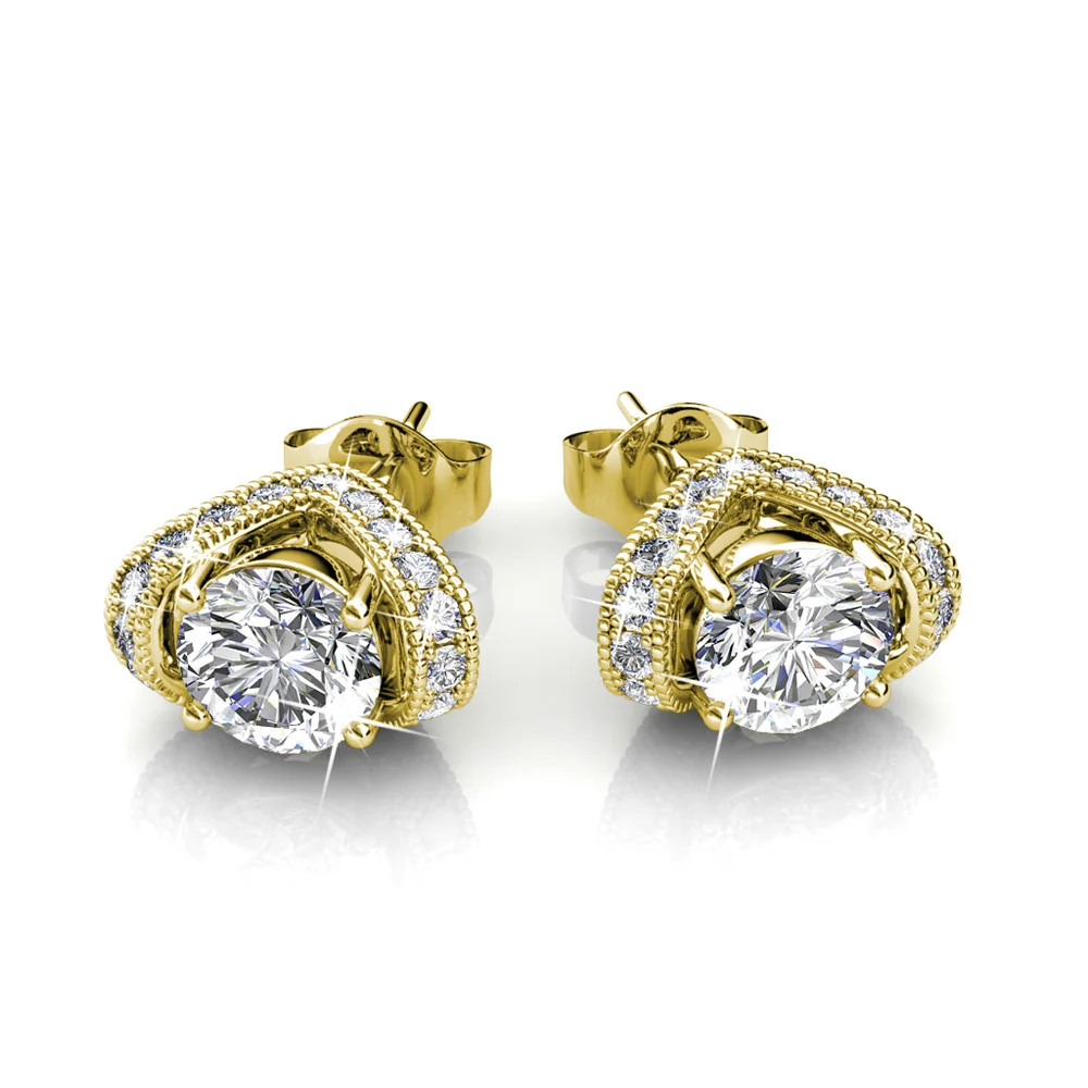Astrid 18k White Gold Plated Stud Earrings with Swarovski Crystal — Final Sale - FAB FAV - Image 12