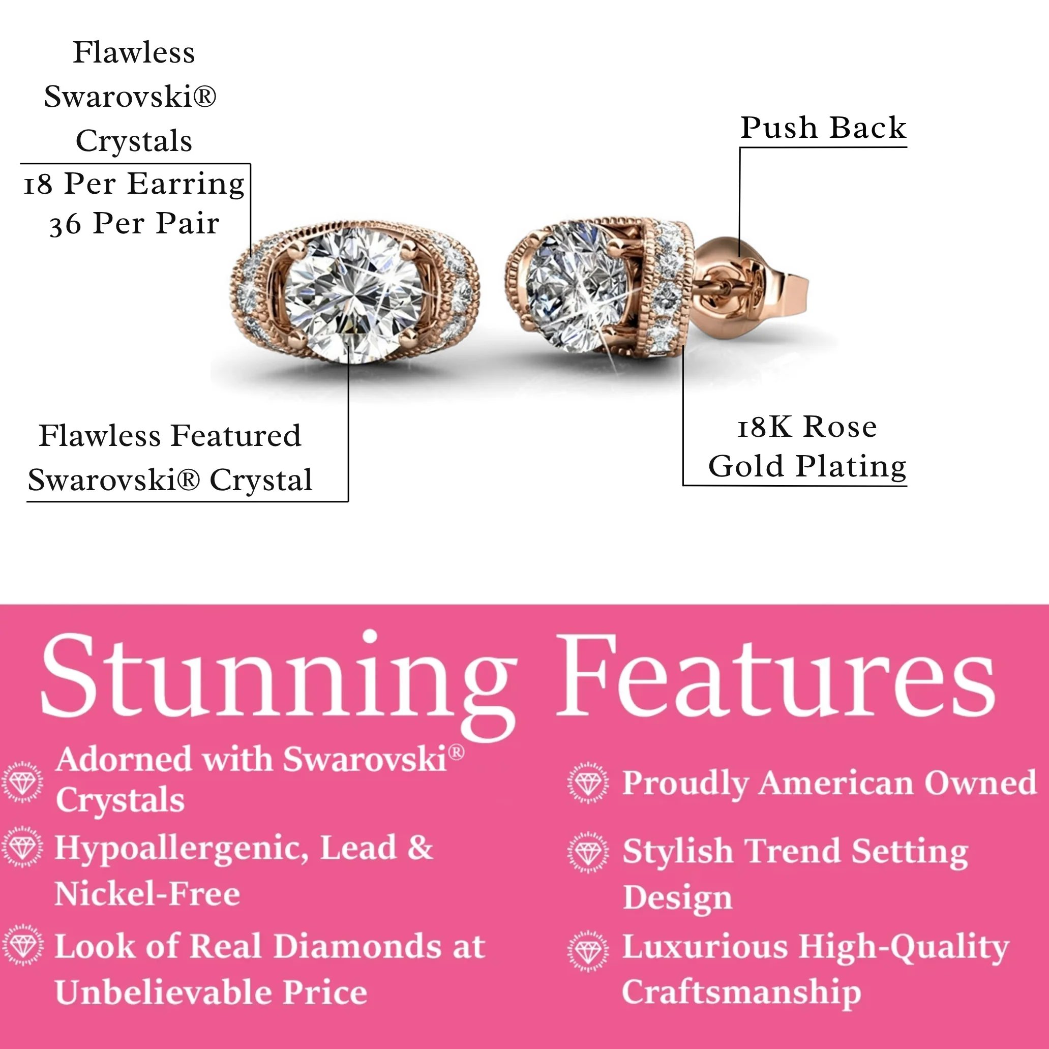 Astrid 18k White Gold Plated Stud Earrings with Swarovski Crystal — Final Sale - FAB FAV - Image 15