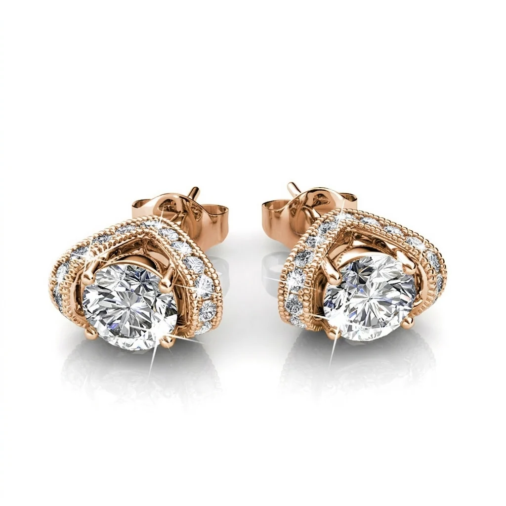 Astrid 18k White Gold Plated Stud Earrings with Swarovski Crystal — Final Sale - FAB FAV - Image 16