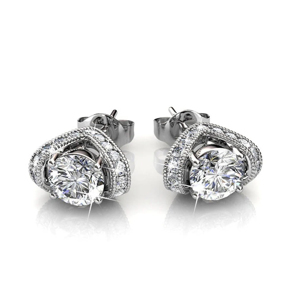 Astrid 18k White Gold Plated Stud Earrings with Swarovski Crystal — Final Sale - FAB FAV - Image 8