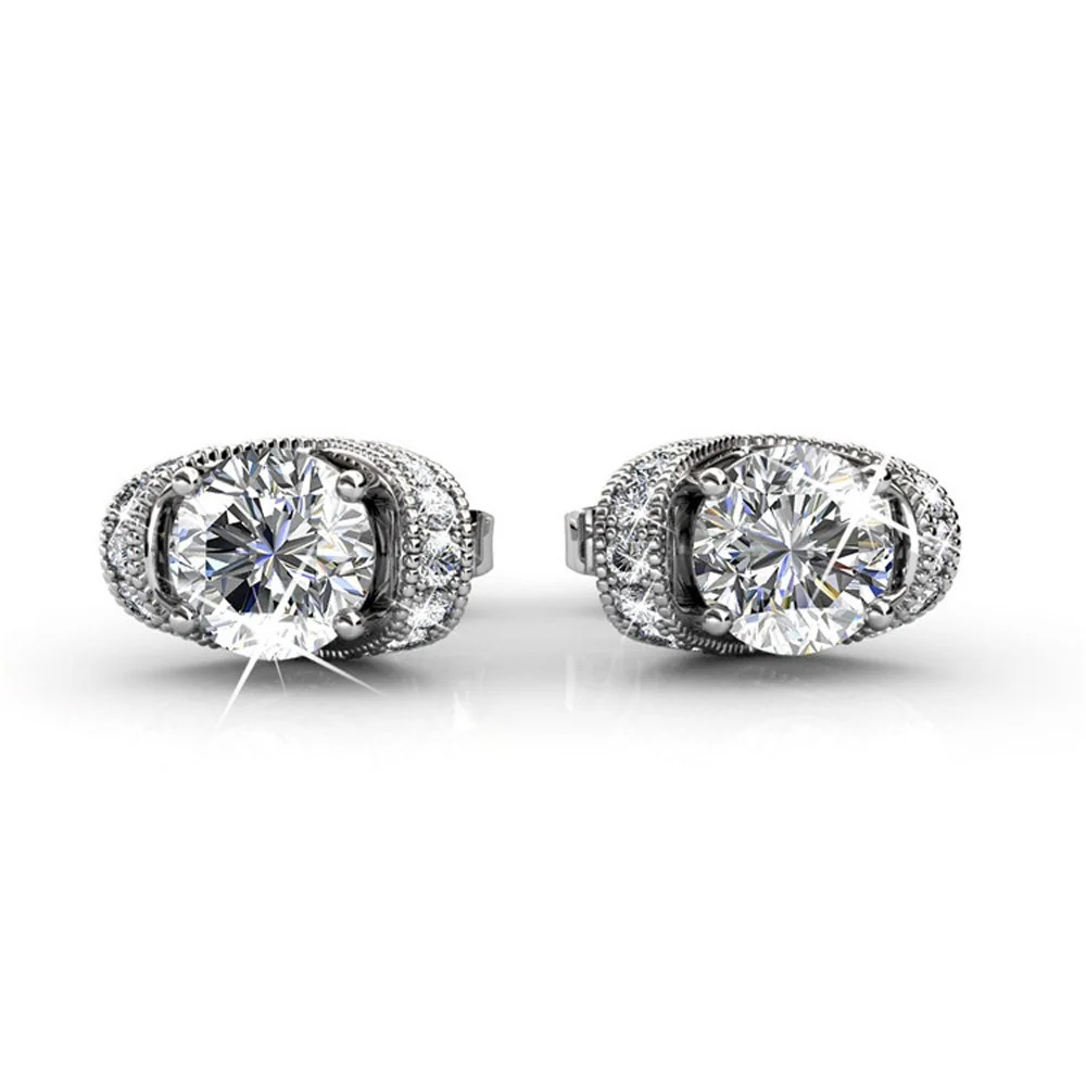 Astrid 18k White Gold Plated Stud Earrings with Swarovski Crystal — Final Sale - FAB FAV - Image 9