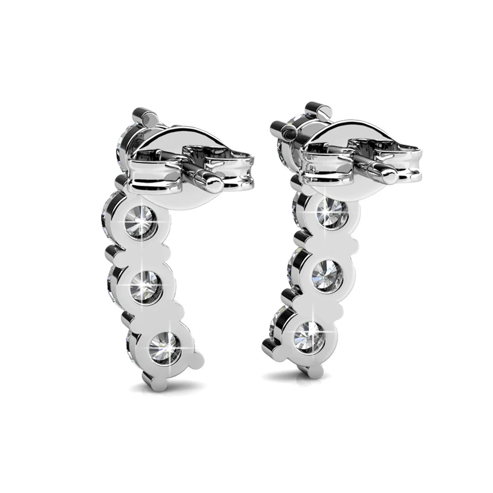 Aubree 18k White Gold Plated Drop Stud Earrings with Swarovski Crystals - Image 10