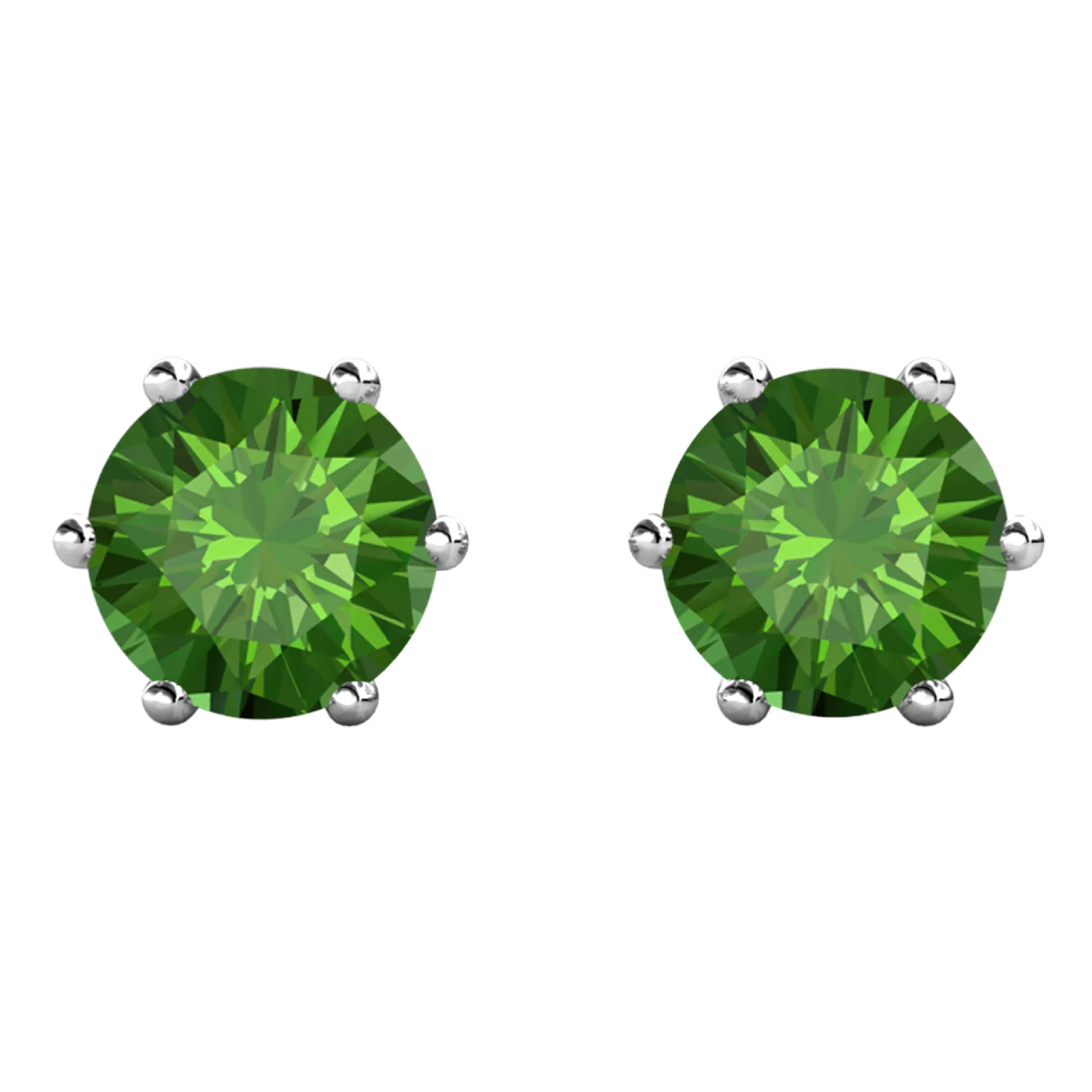 August Birthstone Peridot Earrings 18k White Gold Plated Stud Earrings with 1CT Swarovski Crystal - Image 4