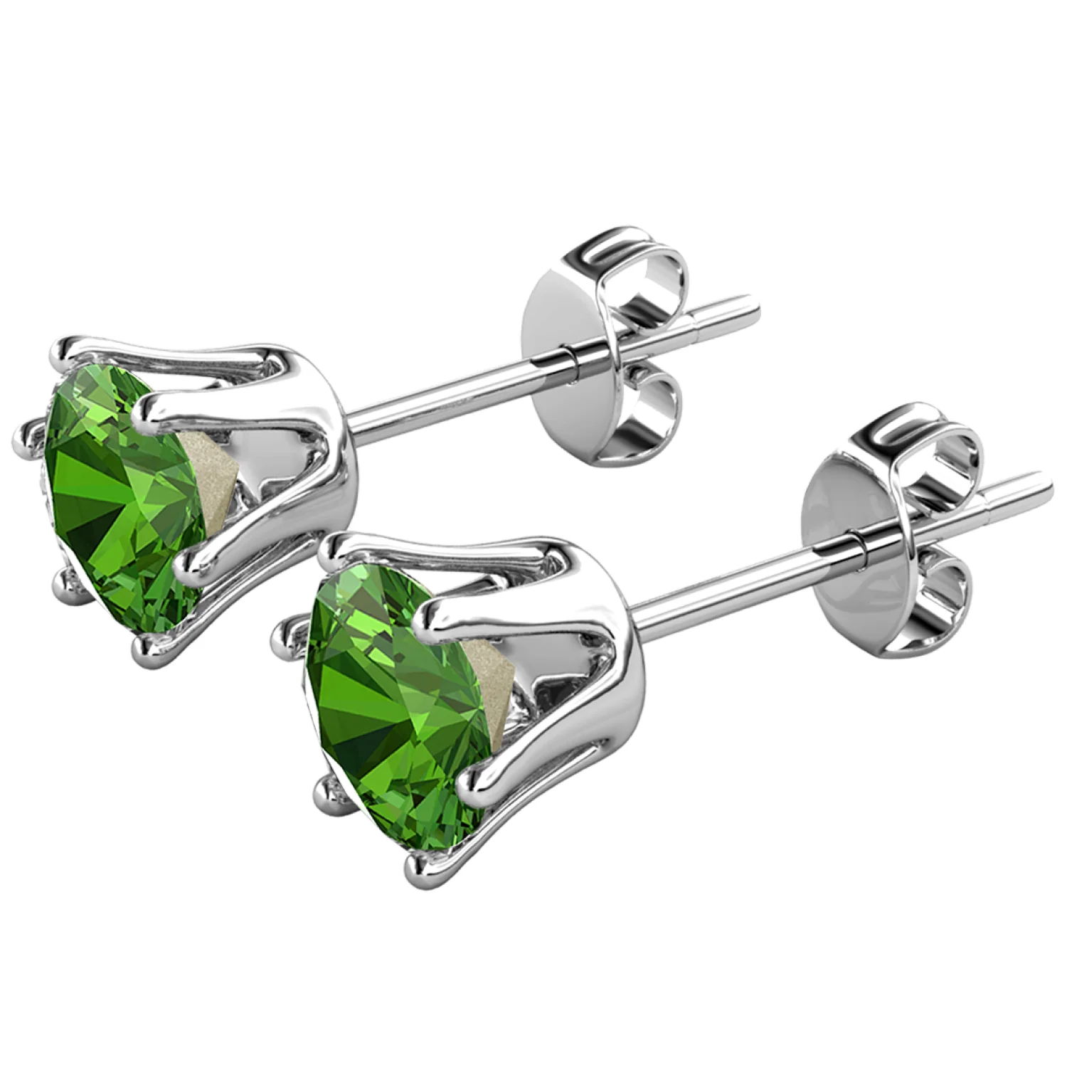 August Birthstone Peridot Earrings 18k White Gold Plated Stud Earrings with 1CT Swarovski Crystal - Image 5