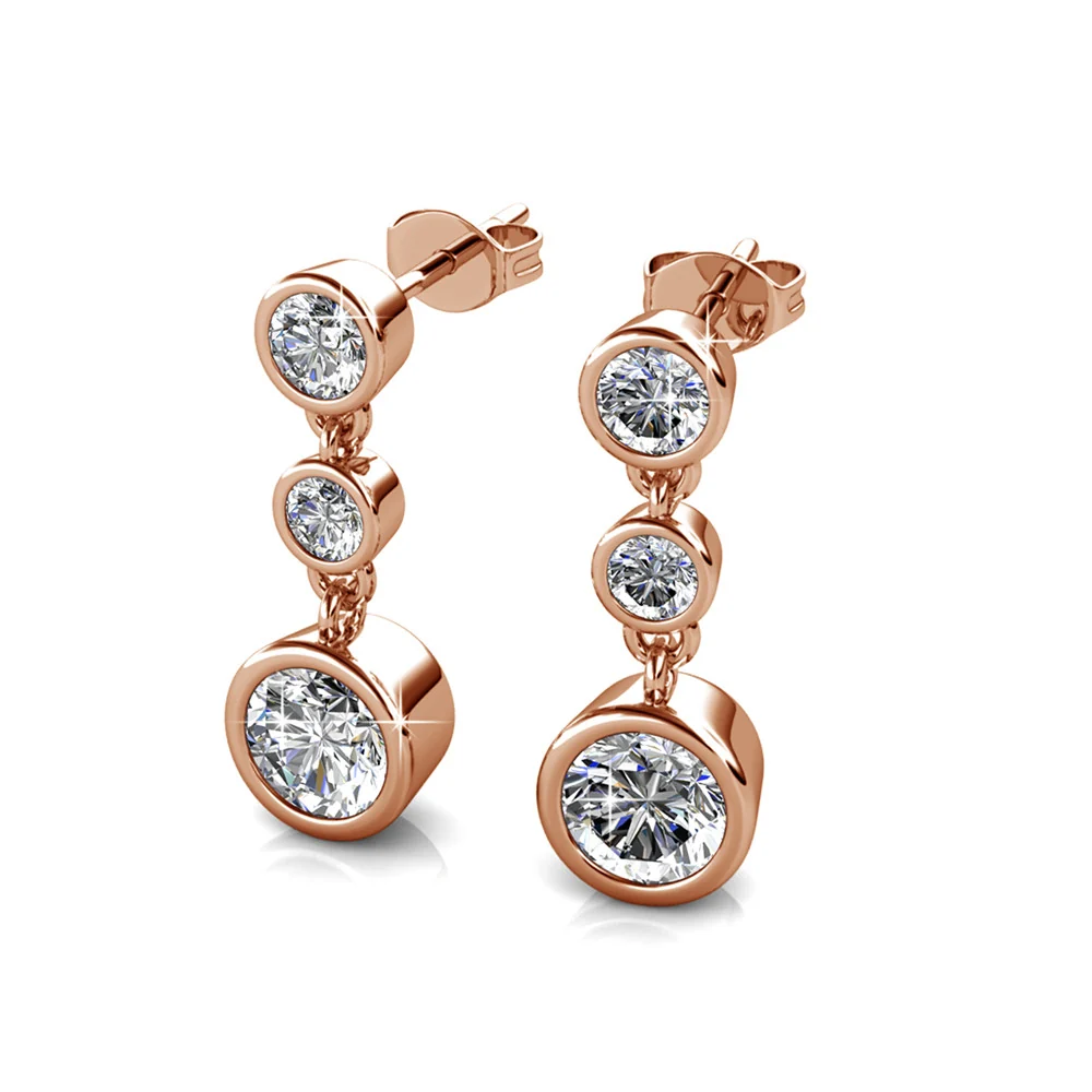 Bailey 18k White Gold Plated Dangle Stud Earrings with Swarovski Crystals — Final Sale - Image 17