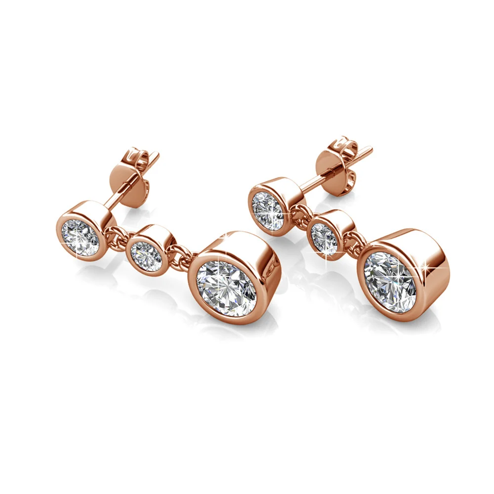Bailey 18k White Gold Plated Dangle Stud Earrings with Swarovski Crystals — Final Sale - Image 18
