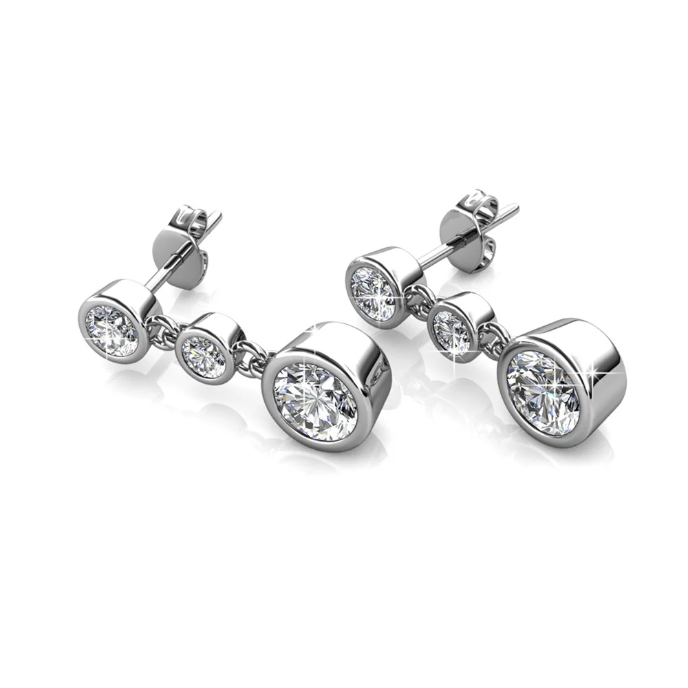 Bailey 18k White Gold Plated Dangle Stud Earrings with Swarovski Crystals — Final Sale - Image 9
