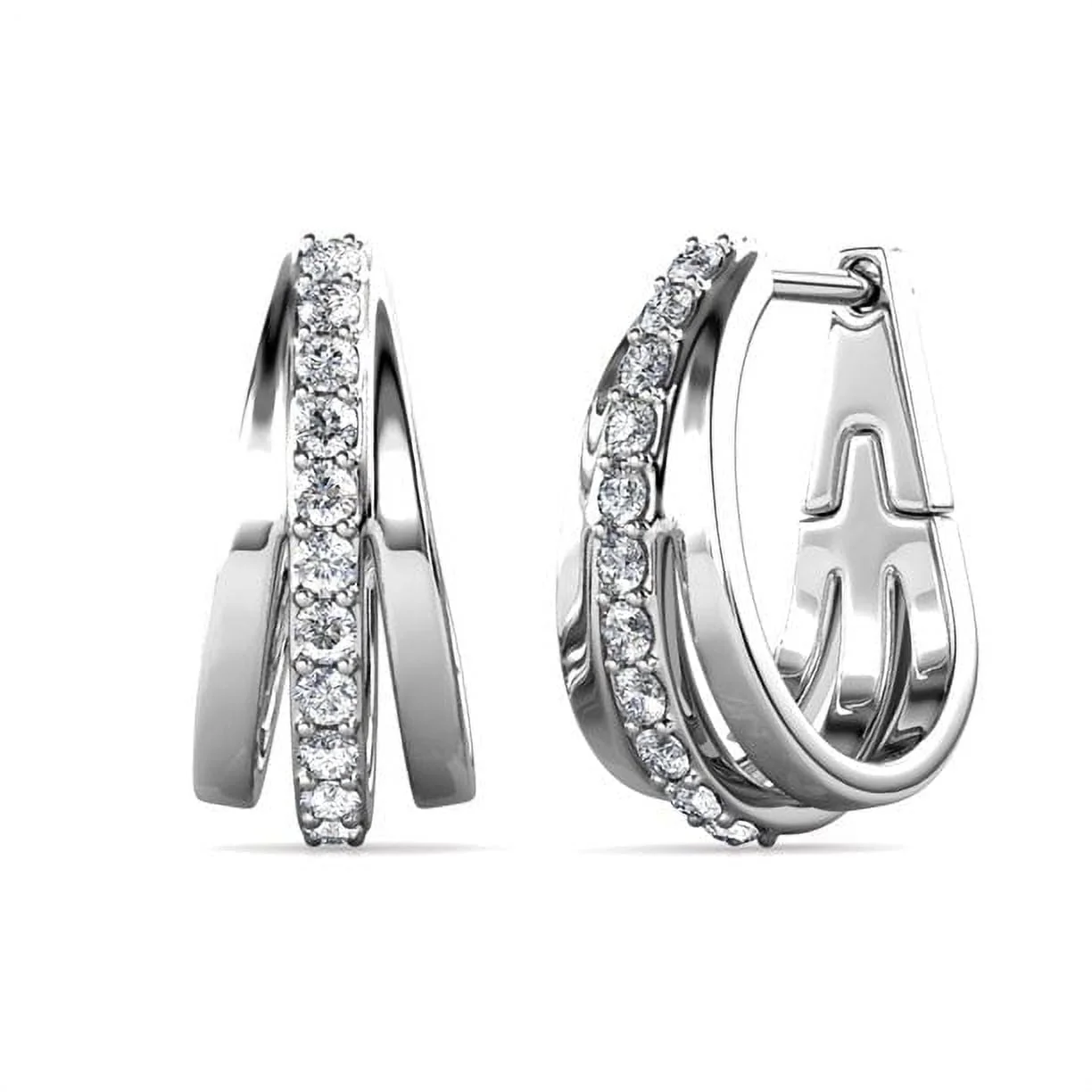 Bella 18k White Gold Necklace and Earrings Jewelry Set with Swarovski Crystals - Image 8