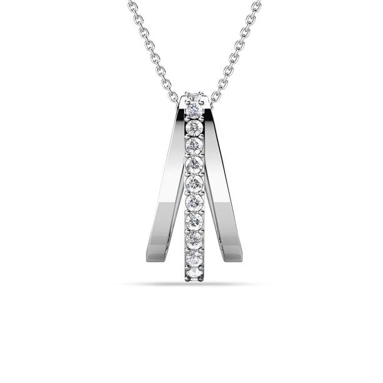 Bella 18k White Gold Necklace and Earrings Jewelry Set with Swarovski Crystals - Image 9
