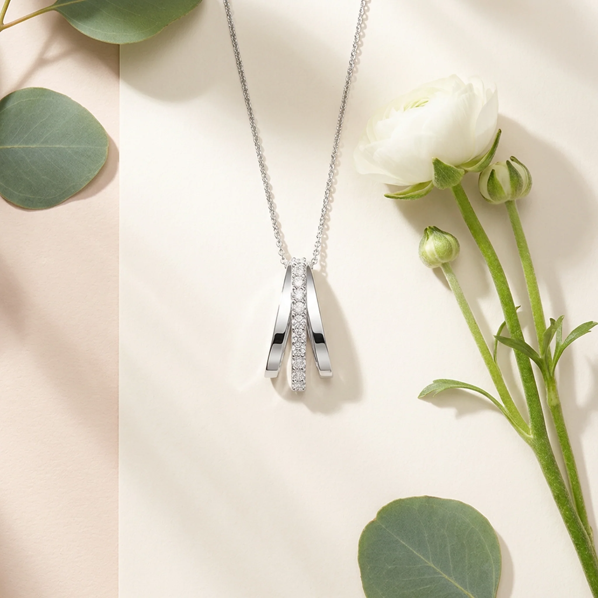 Bella 18k White Gold Plated Necklace with Swarovski Crystals - Image 11