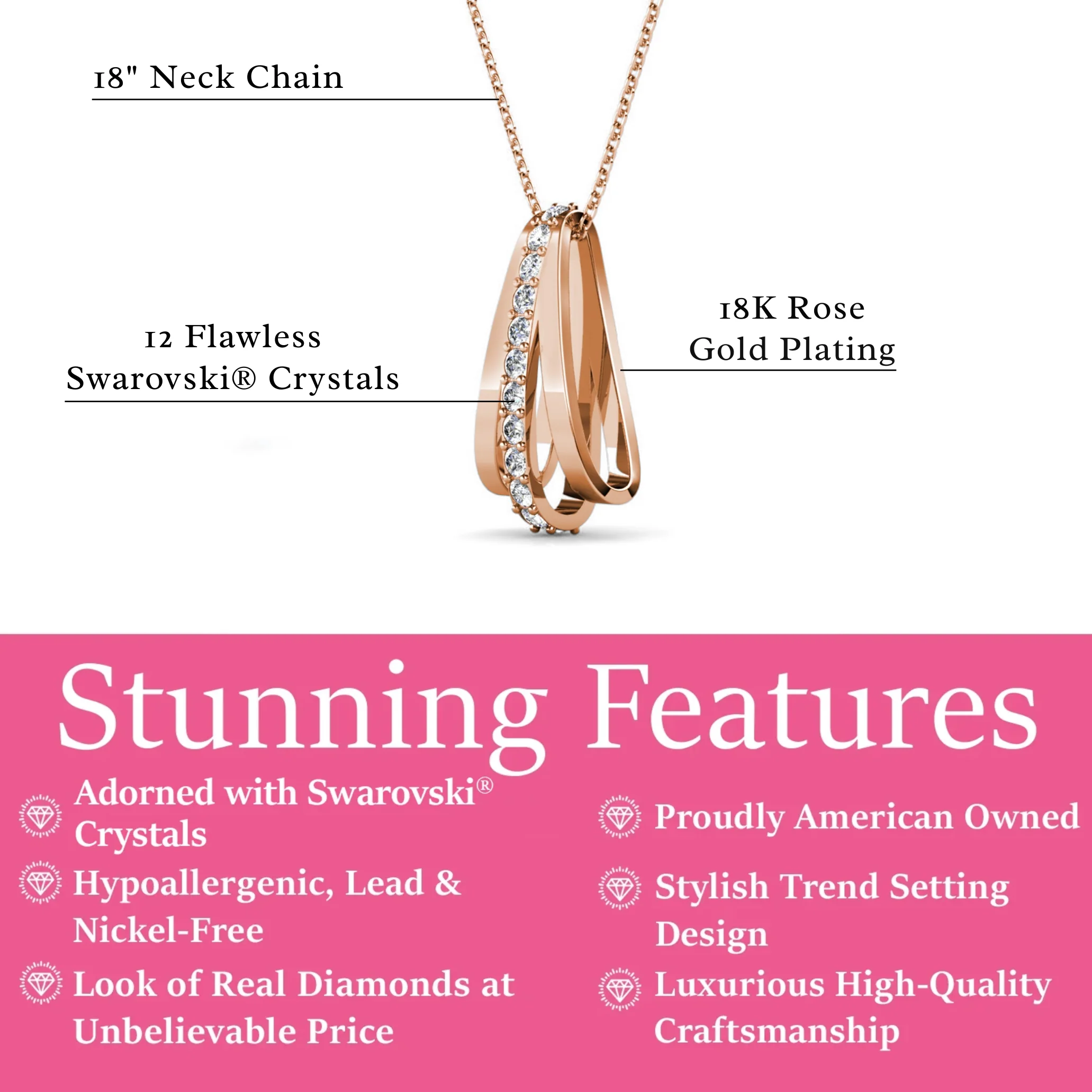Bella 18k White Gold Plated Necklace with Swarovski Crystals - Image 16