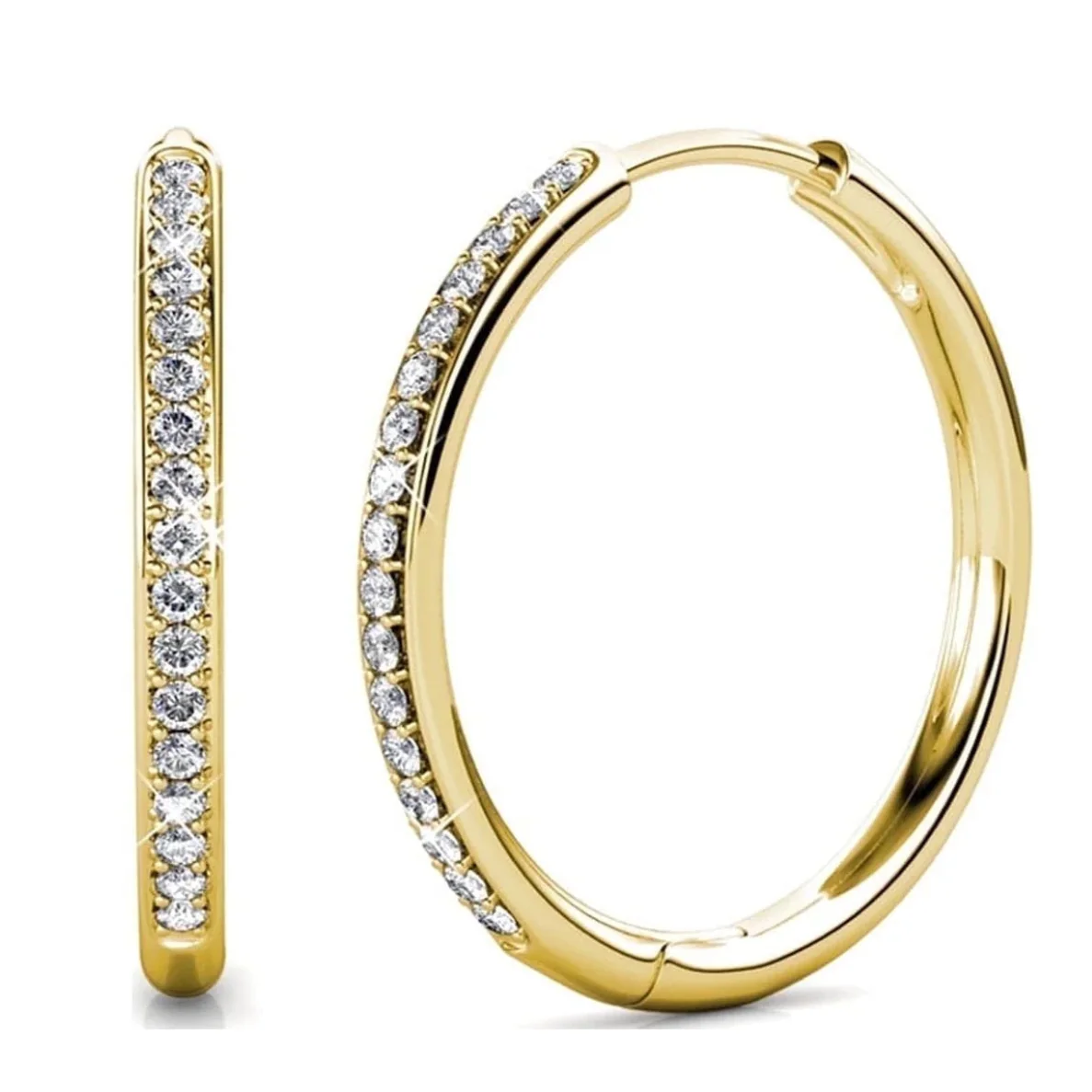 Bianca 18k White Gold Plated 25mm Silver Hoop Earrings with Swarovski Crystals - Image 11