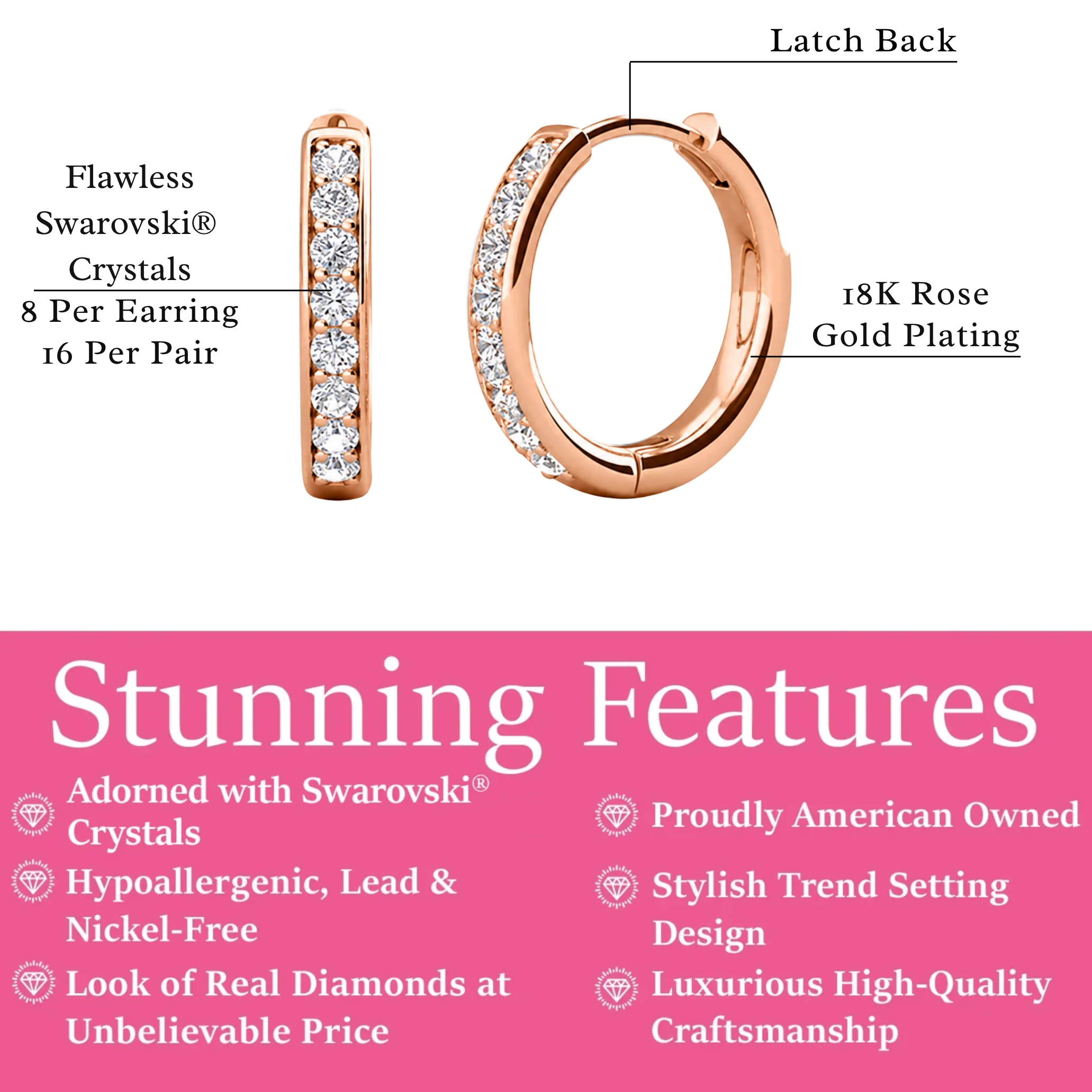 Bianca 18k White Gold Plated 25mm Silver Hoop Earrings with Swarovski Crystals - Image 30