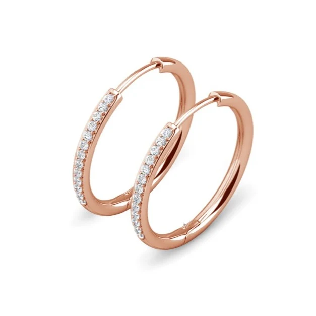 Bianca 18k White Gold Plated 25mm Silver Hoop Earrings with Swarovski Crystals - Image 46