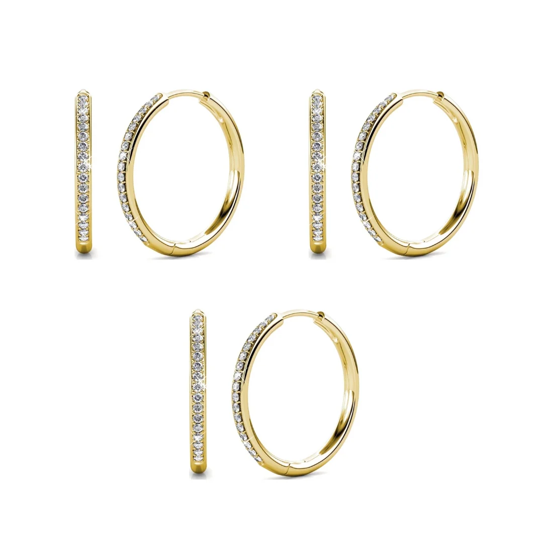Bianca 18k White Gold Plated 25mm Silver Hoop Earrings with Swarovski Crystals - Image 48