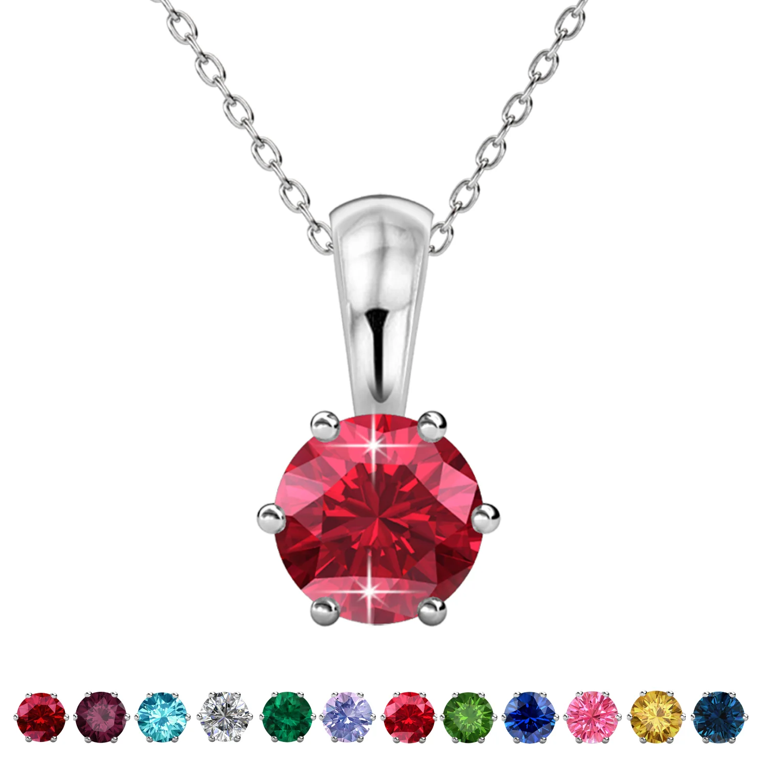 Birthstone Necklace 18k White Gold Plated Solitaire Necklace with 1ct Swarovski Crystal - Image 24