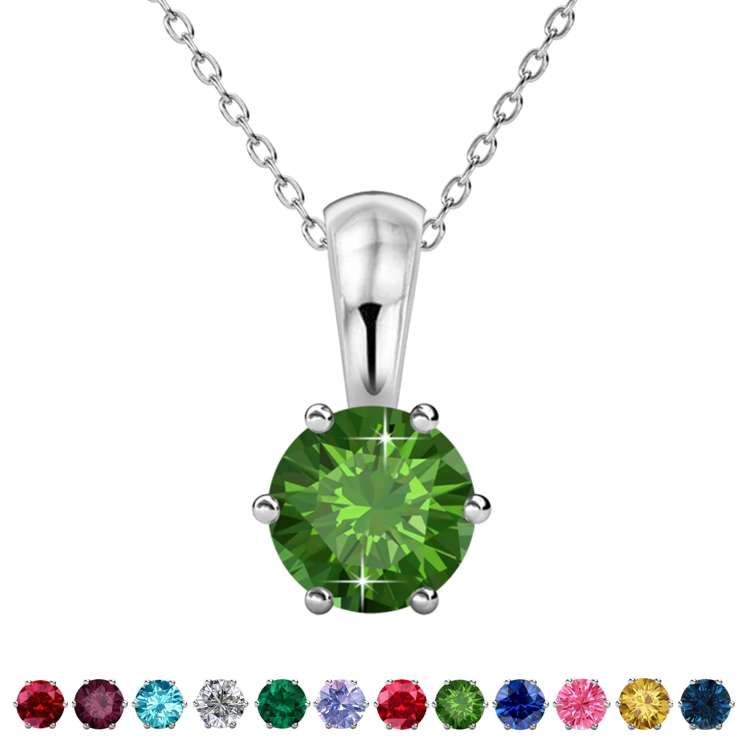 Birthstone Necklace 18k White Gold Plated Solitaire Necklace with 1ct Swarovski Crystal - Image 27