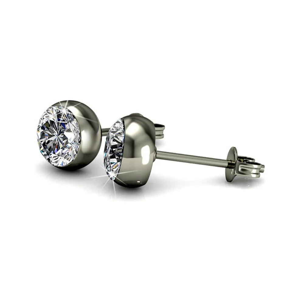 Blaire 18k White Gold Plated Stud Earrings with Round Cut Swarovski Crystals - Image 10