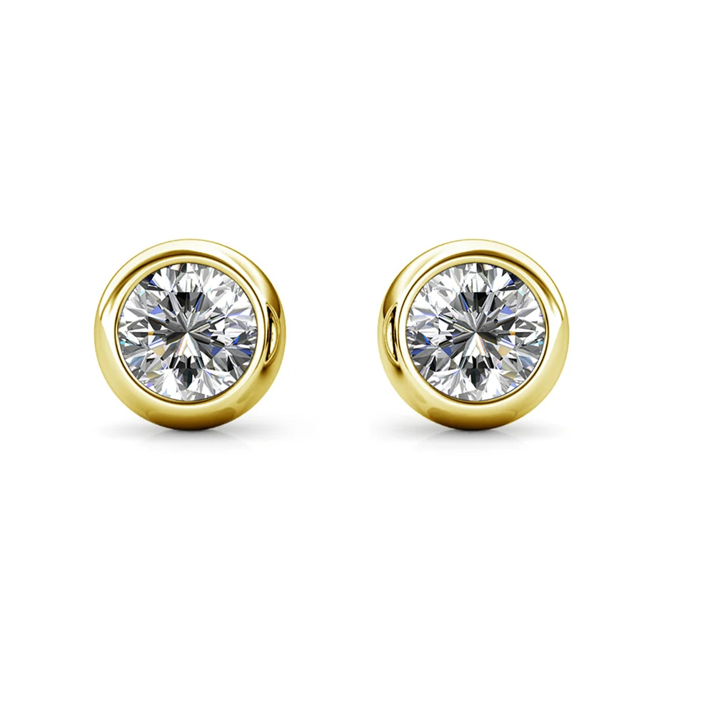 Blaire 18k White Gold Plated Stud Earrings with Round Cut Swarovski Crystals - Image 11