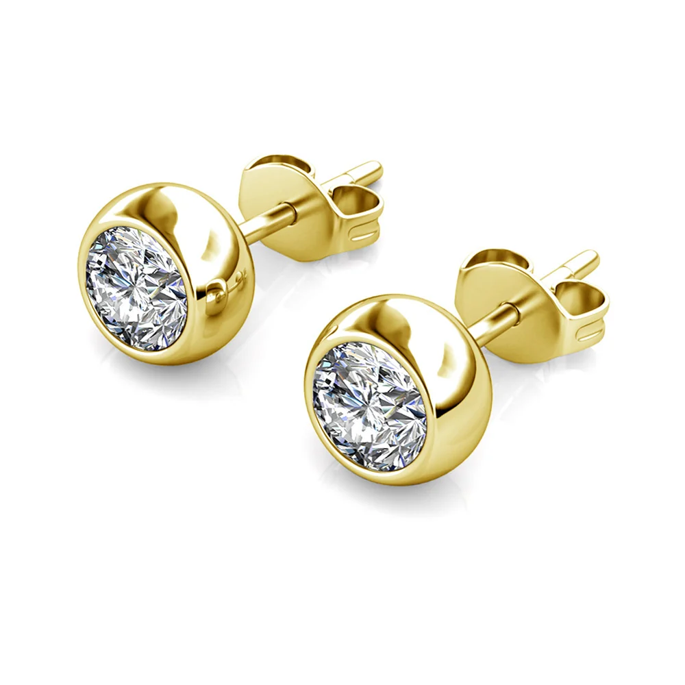 Blaire 18k White Gold Plated Stud Earrings with Round Cut Swarovski Crystals - Image 13
