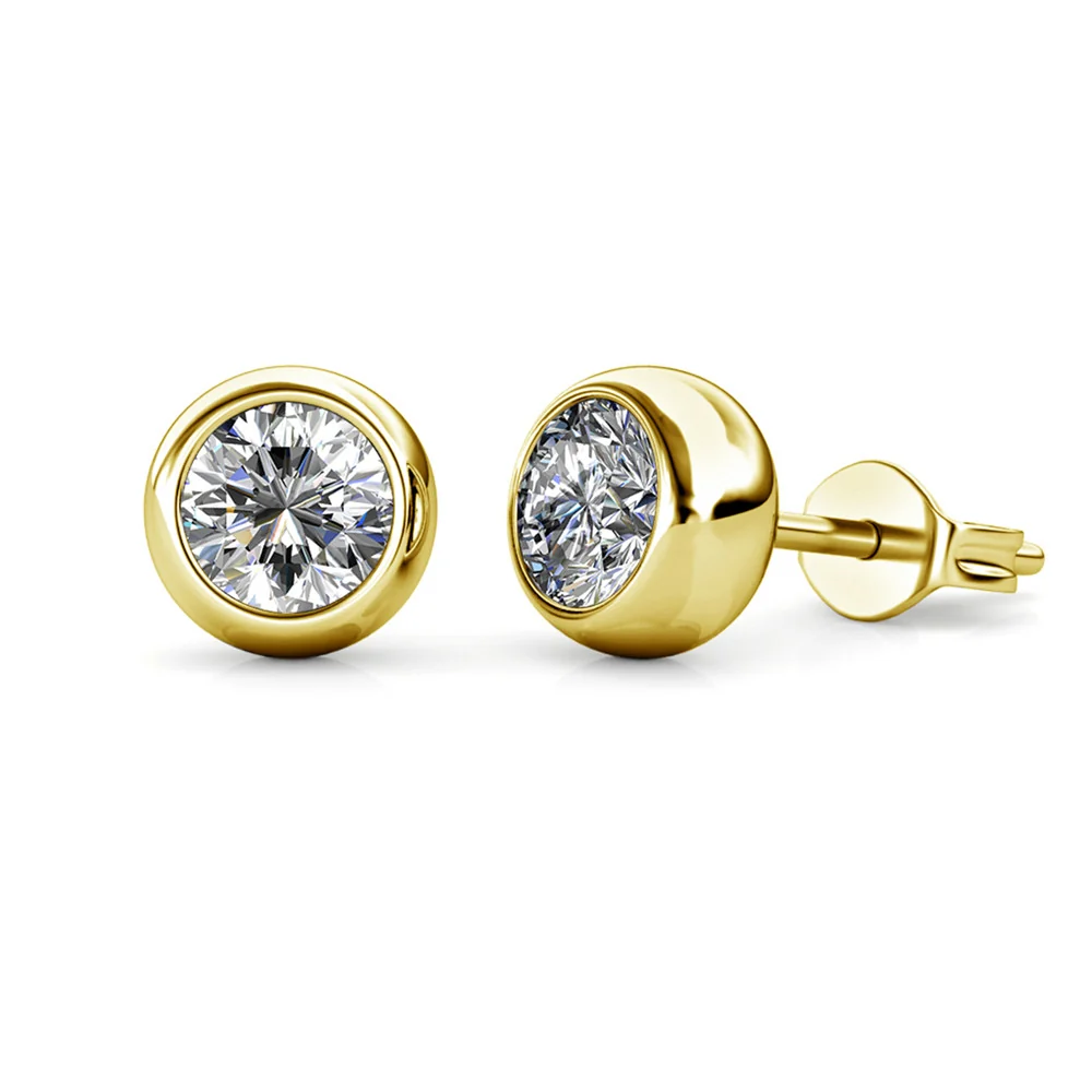 Blaire 18k White Gold Plated Stud Earrings with Round Cut Swarovski Crystals - Image 14