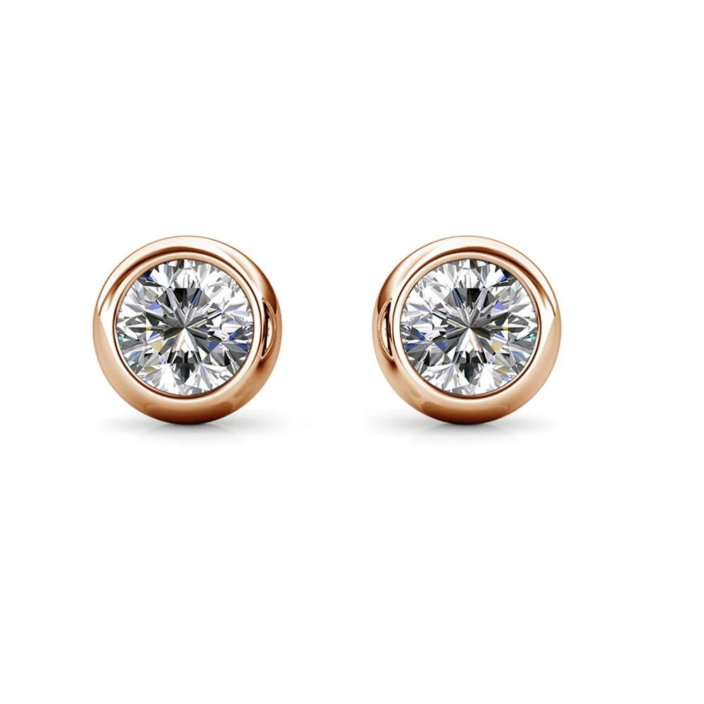 Blaire 18k White Gold Plated Stud Earrings with Round Cut Swarovski Crystals - Image 16