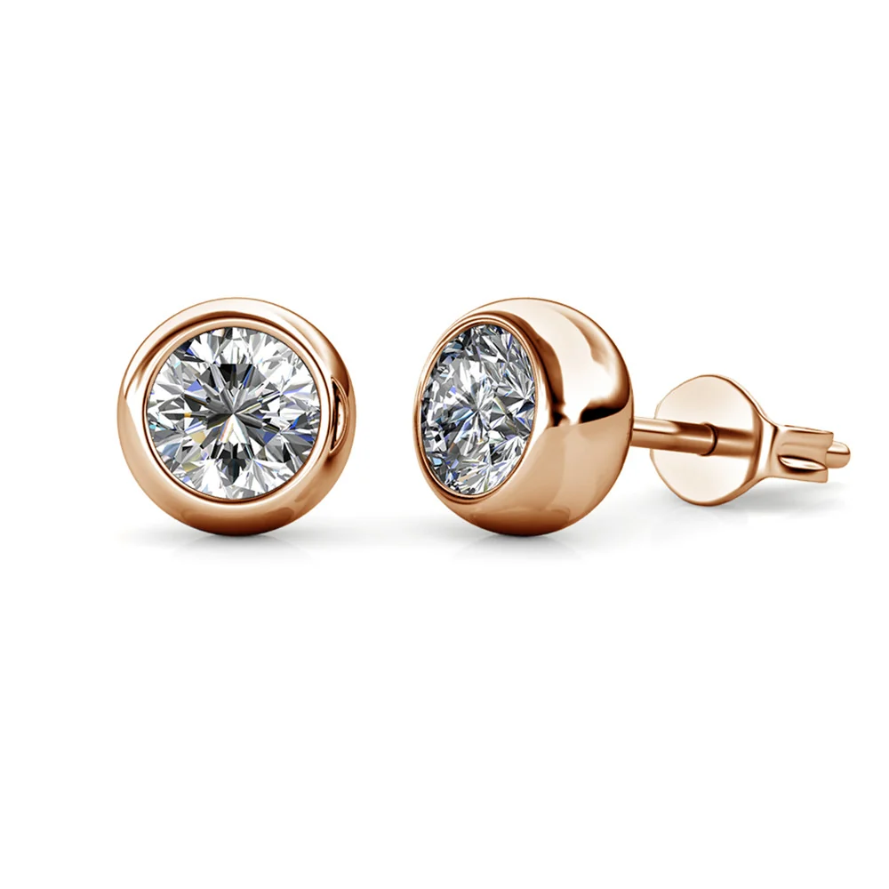 Blaire 18k White Gold Plated Stud Earrings with Round Cut Swarovski Crystals - Image 18