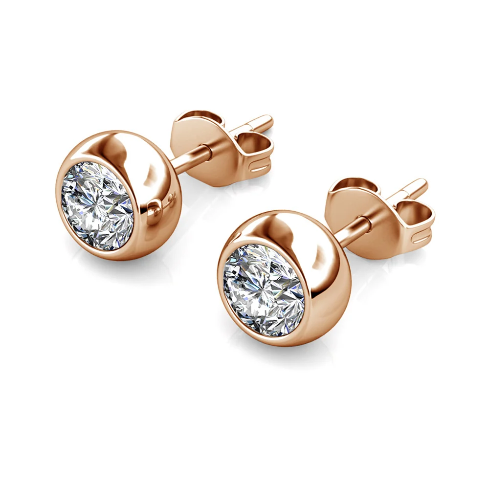 Blaire 18k White Gold Plated Stud Earrings with Round Cut Swarovski Crystals - Image 19