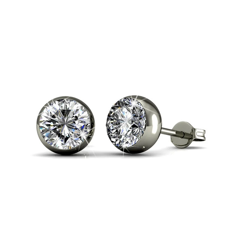 Blaire 18k White Gold Plated Stud Earrings with Round Cut Swarovski Crystals - Image 9