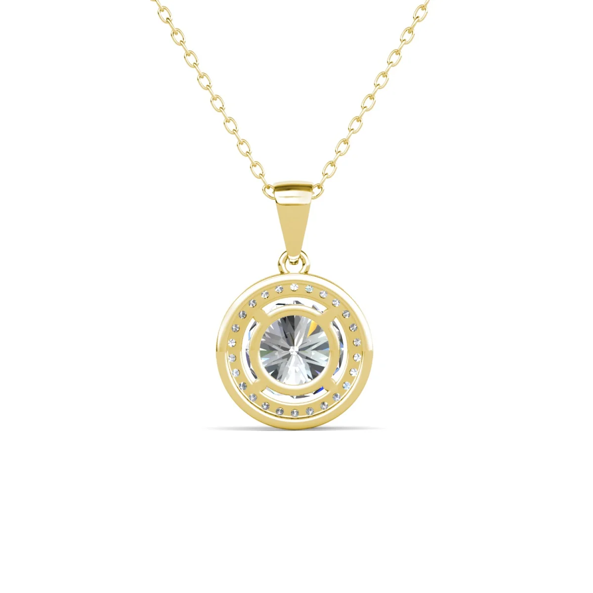 Blake 18k White Gold Plated Halo Pendant Necklace with Simulated Diamond Crystals - Image 14