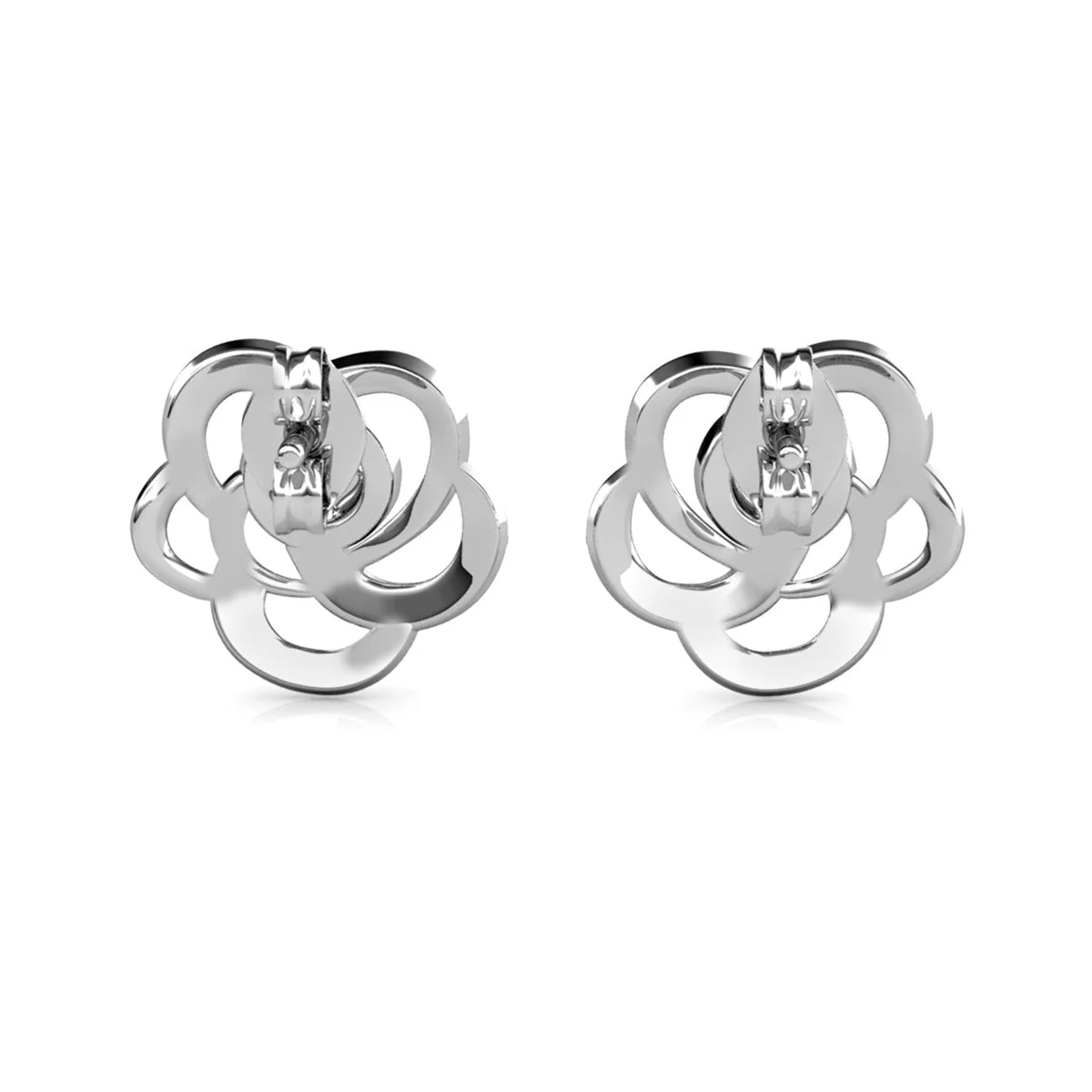 Briella 18k White Gold Plated Silver Flower Stud Earrings with Swarovski Crystals - Image 10