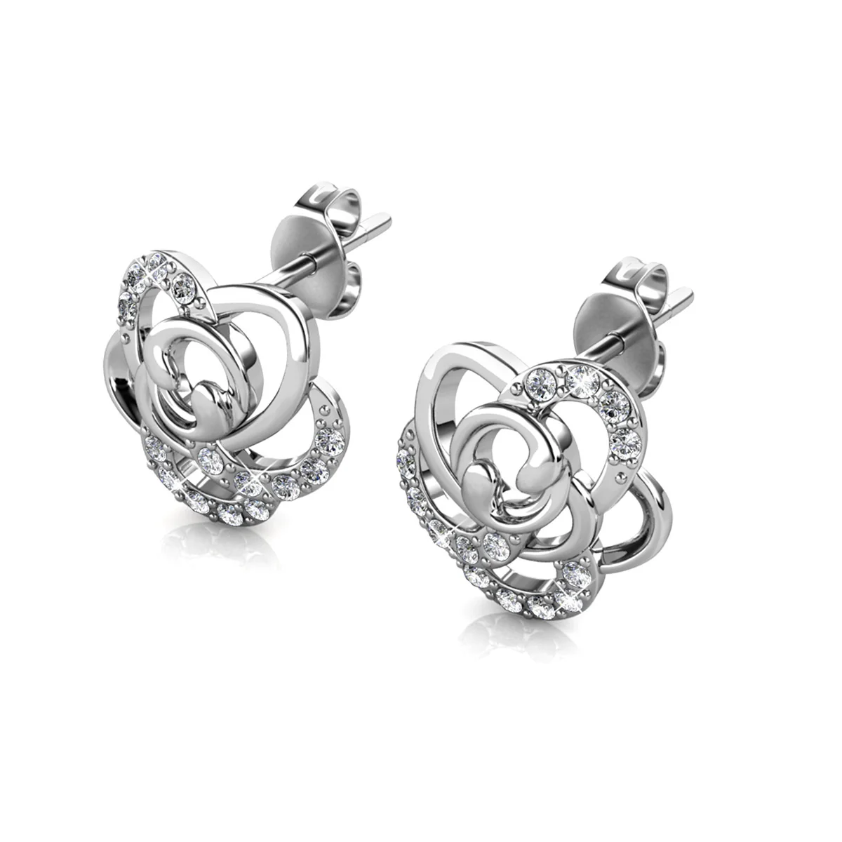 Briella 18k White Gold Plated Flower Stud Earrings & Kindness and Light Pink Paint Card - Image 12