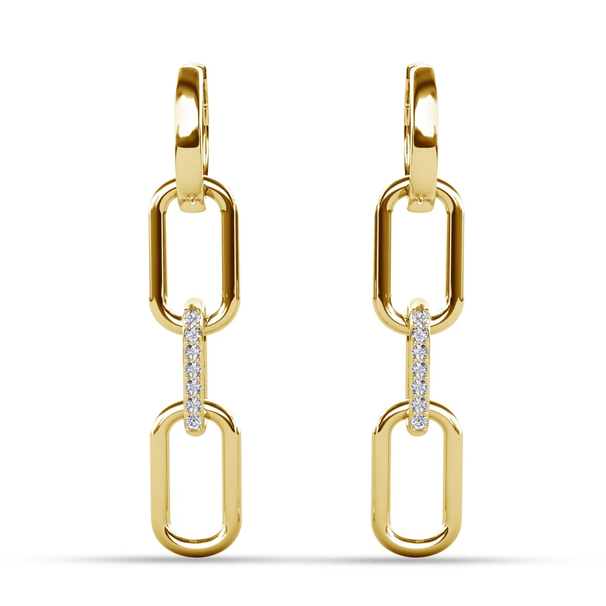 Brinlee 18k White Gold Plated Chain Dangle Earrings with Swarovski Crystals for Women - Image 8