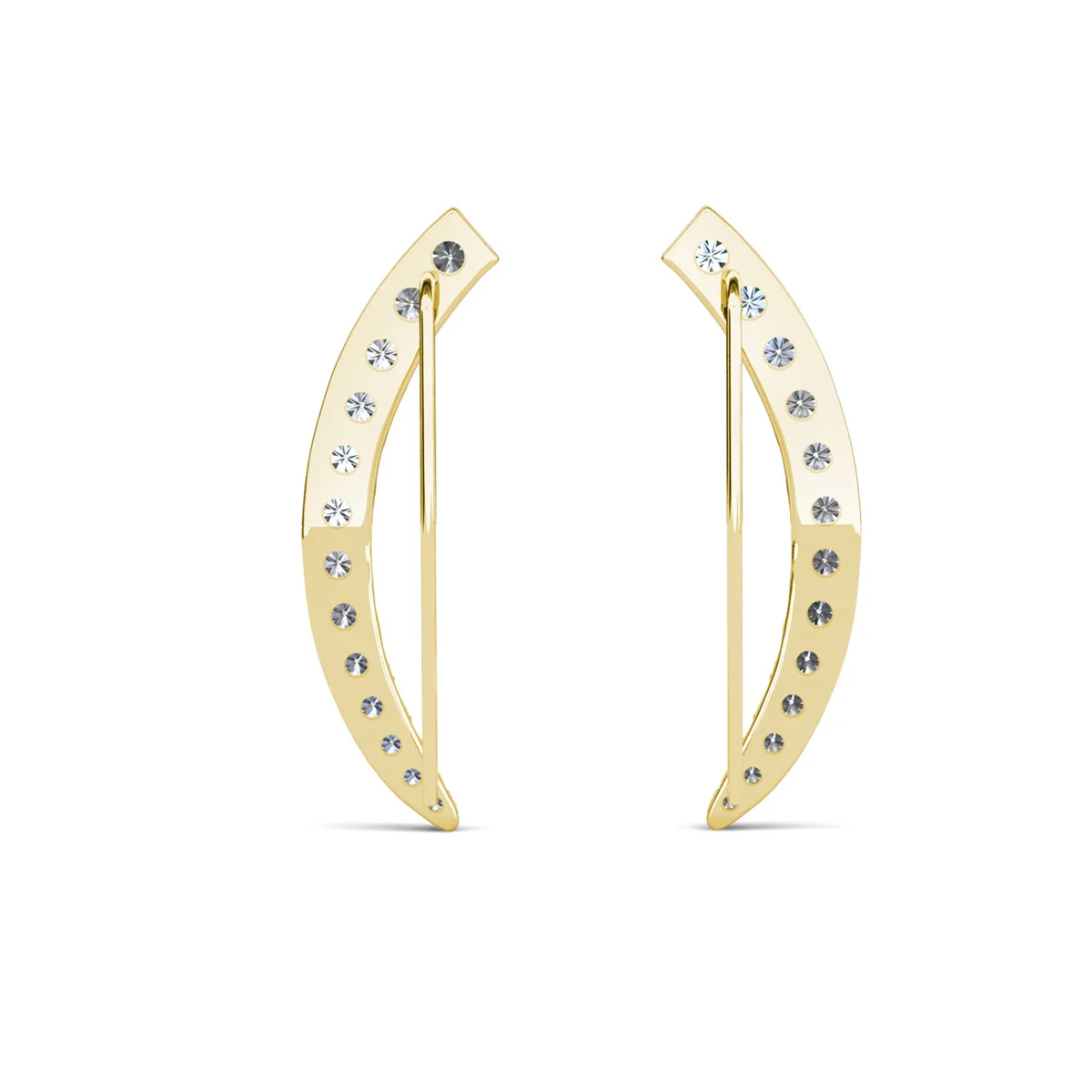 Camila 18k White Gold Plated Ear Climber Earrings with Simulated Diamond Crystals - Image 17