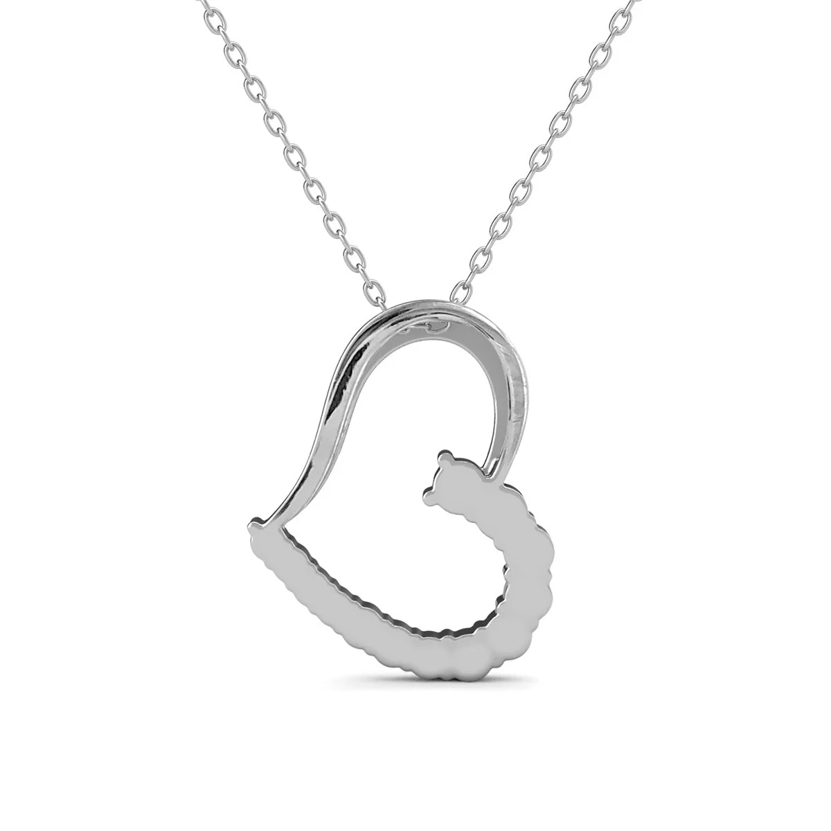 Capri 18k White Gold Plated Silver Heart Necklace with Swarovski Crystals - Image 8