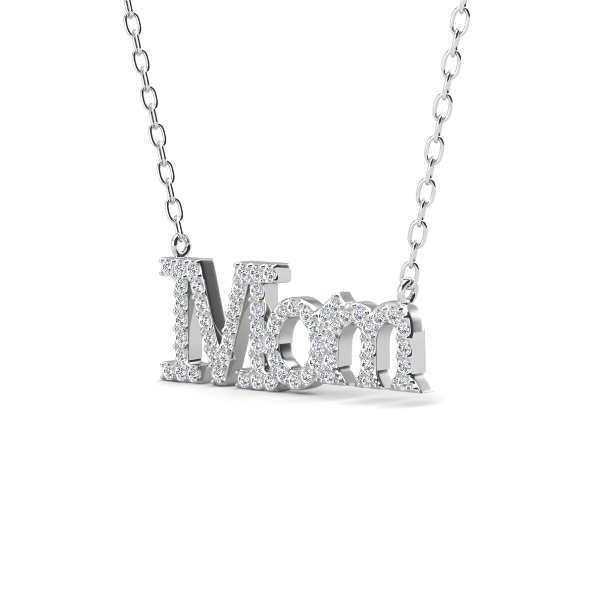 Carrie 18k White Gold Plated Mom Necklace with Swarovski Crystals - Image 8