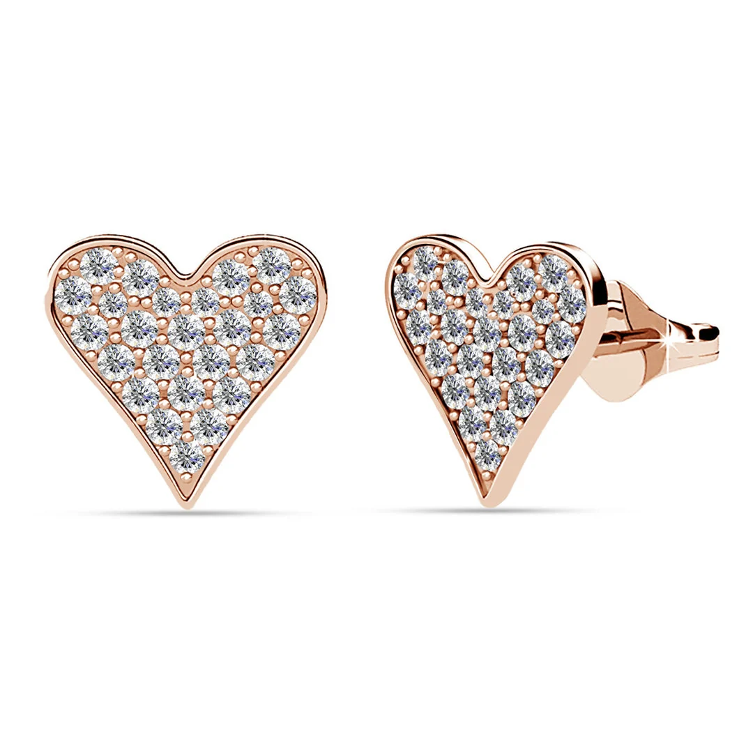 Cecilia 18k White Gold Heart Necklace and Stud Earrings Jewelry Set with Crystals - Image 16