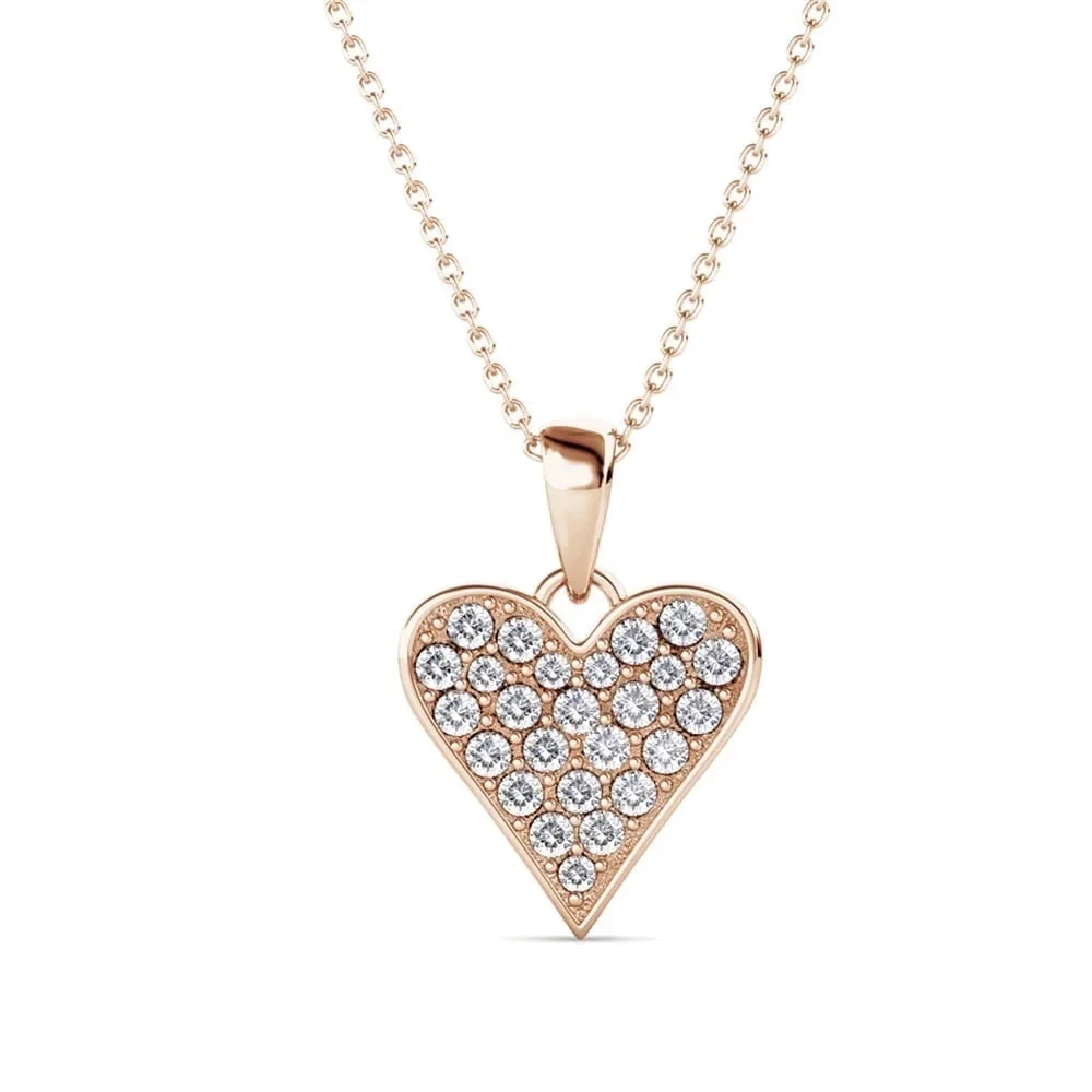 Cecilia 18k White Gold Heart Necklace and Stud Earrings Jewelry Set with Crystals - Image 17