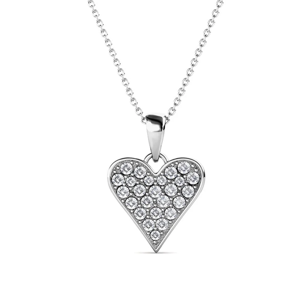 Cecilia 18k White Gold Heart Necklace and Stud Earrings Jewelry Set with Crystals - Image 8