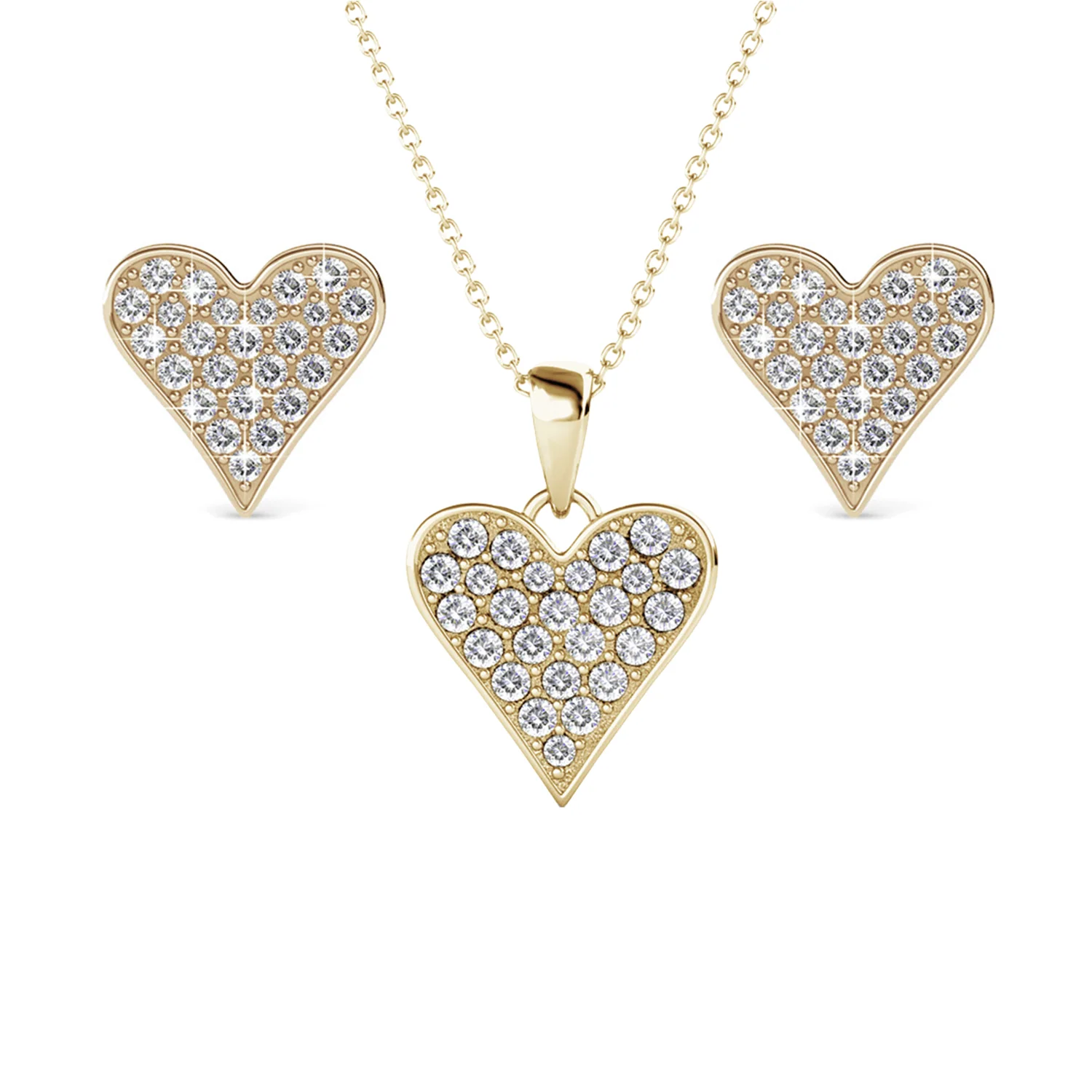 Cecilia 18k White Gold Heart Necklace and Stud Earrings Jewelry Set with Crystals - Image 9