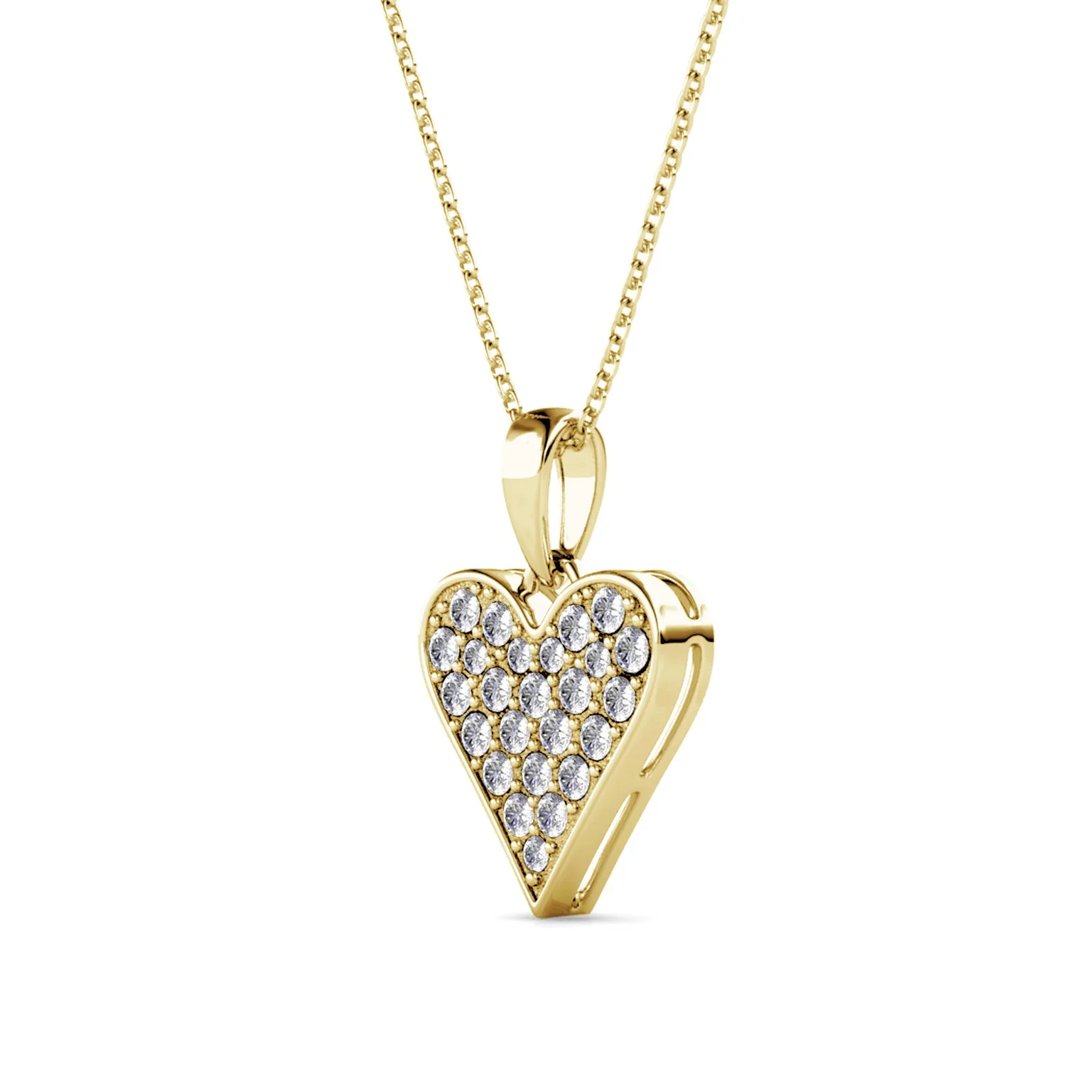 Cecilia 18k White Gold Plated Heart Pendant Necklace with Swarovski Crystals - Image 10
