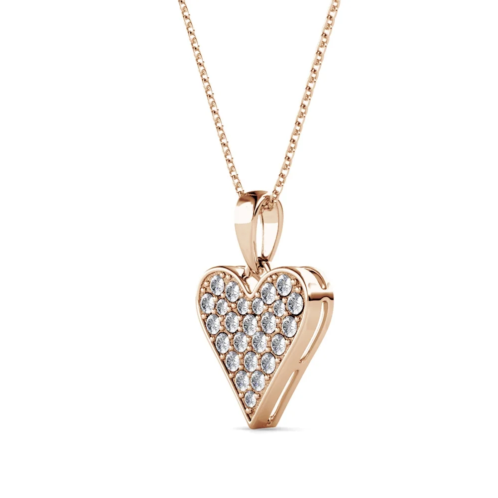 Cecilia 18k White Gold Plated Heart Pendant Necklace with Swarovski Crystals - Image 14