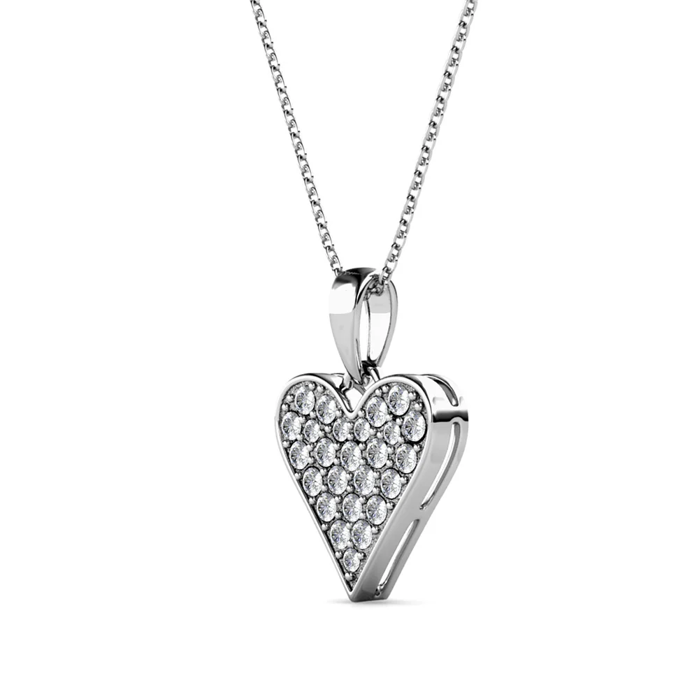 Cecilia 18k White Gold Plated Heart Pendant Necklace with Swarovski Crystals - Image 7