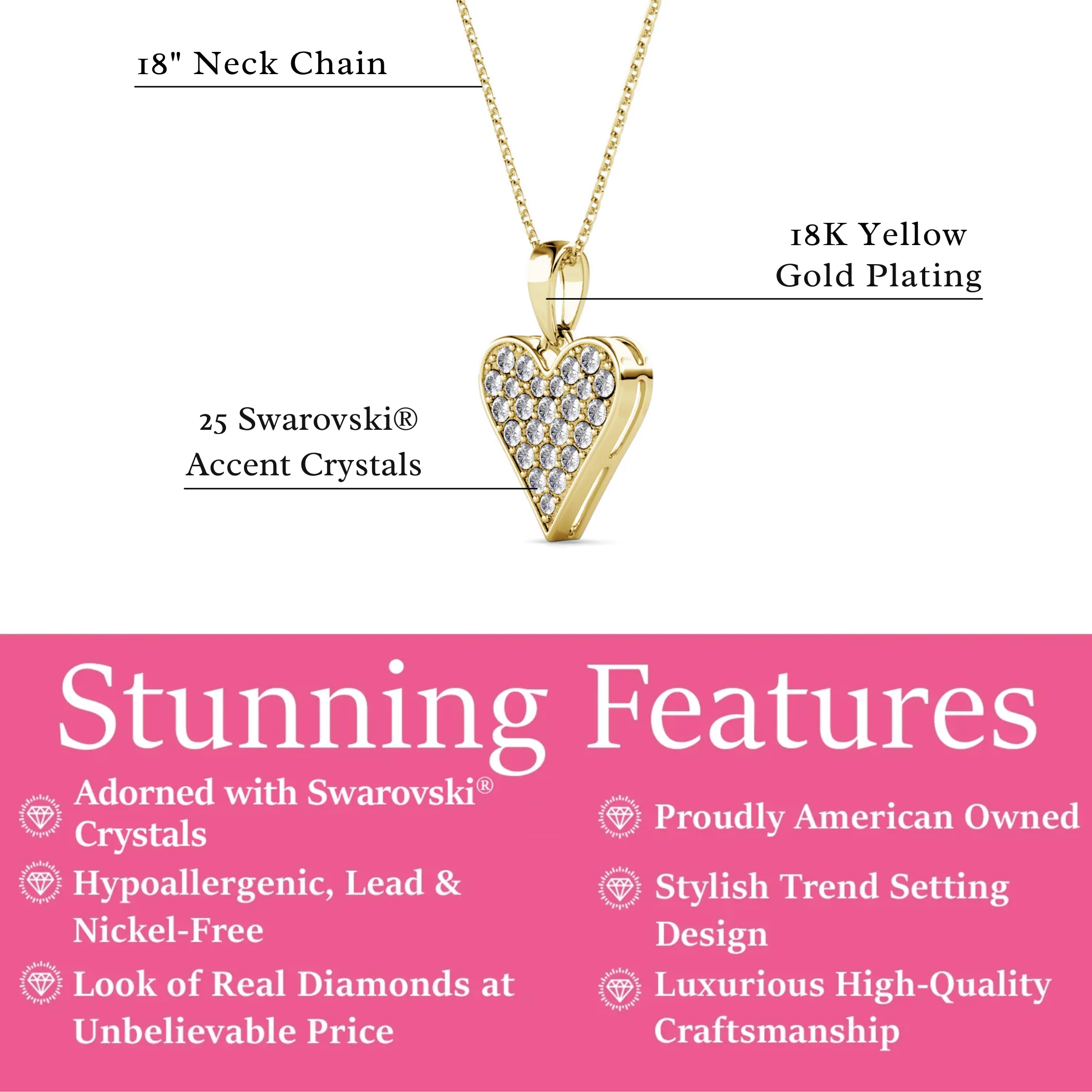 Cecilia 18k White Gold Plated Heart Pendant Necklace with Swarovski Crystals - Image 9