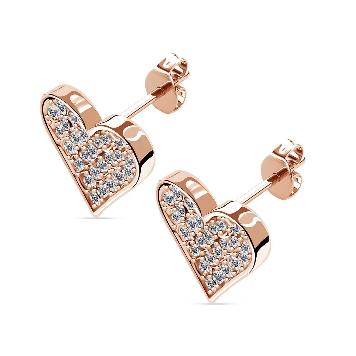 Cecilia 18k White Gold Plated Silver Heart Stud Earrings with Swarovski Crystals - Image 19