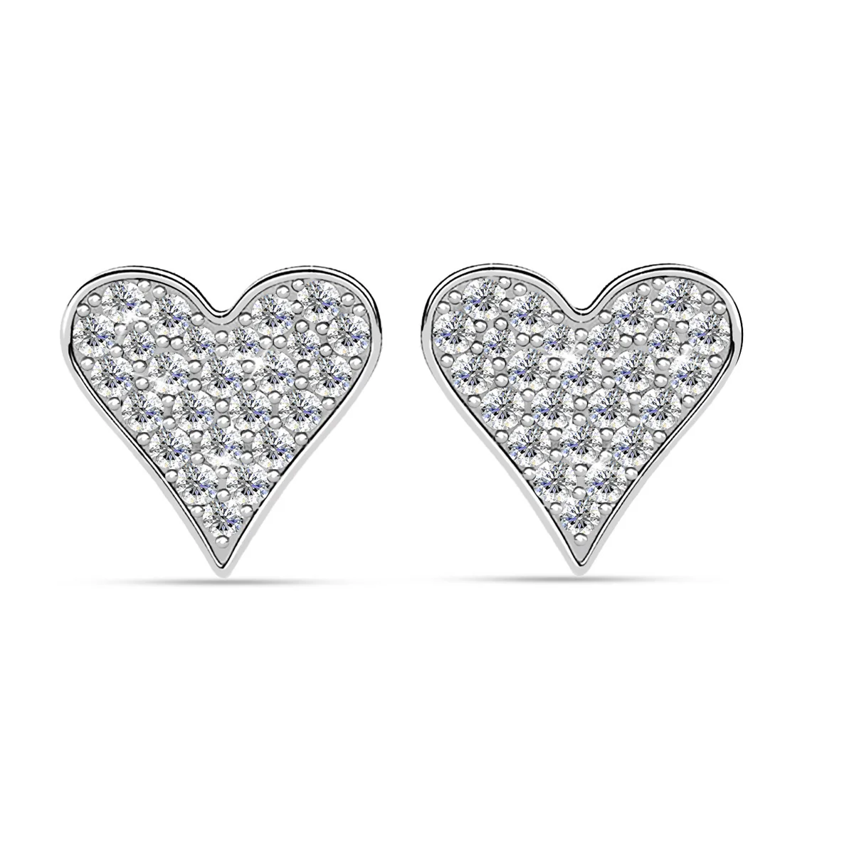 Cecilia 18k White Gold Plated Silver Heart Stud Earrings with Swarovski Crystals - Image 7