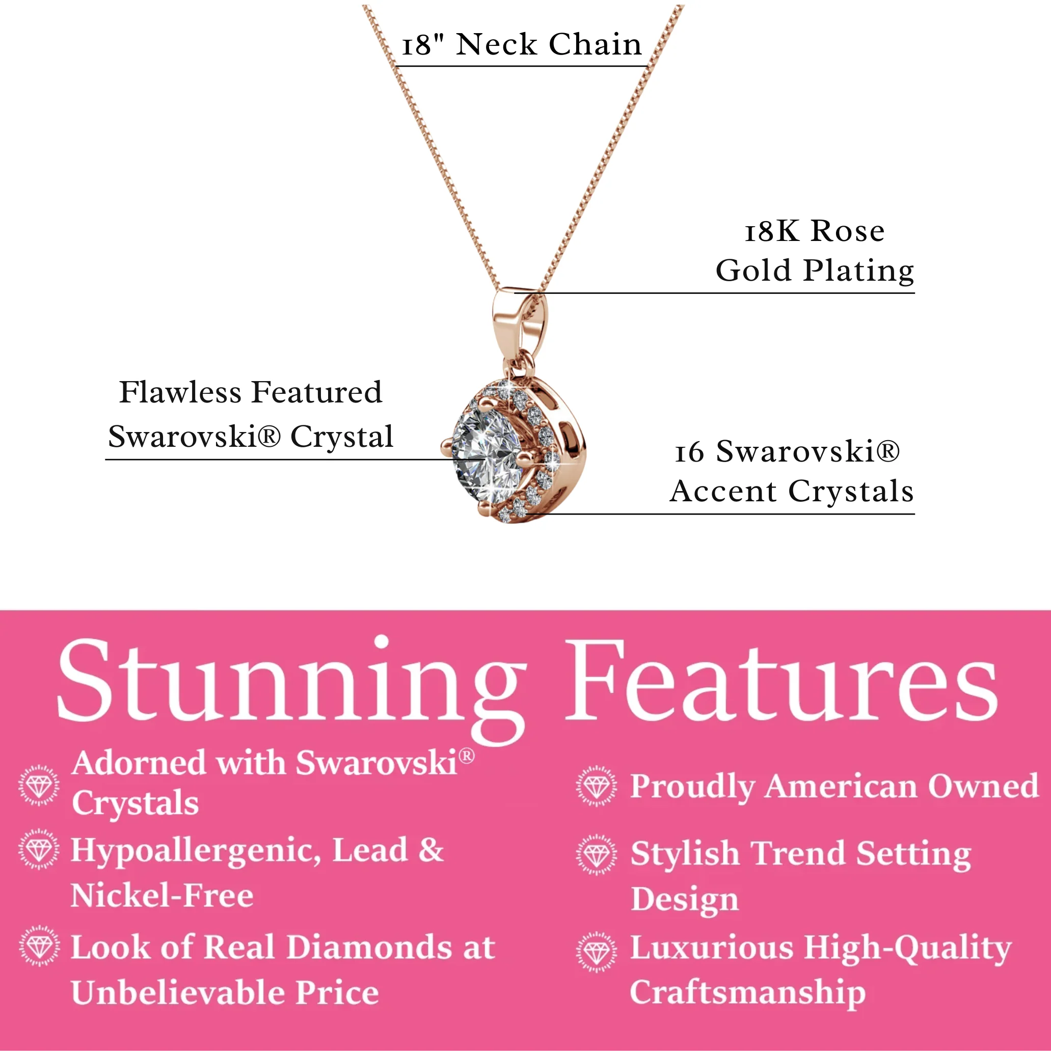 Celeste 18k White Gold Plated Pendant Necklace with Swarovski Crystals - Image 15