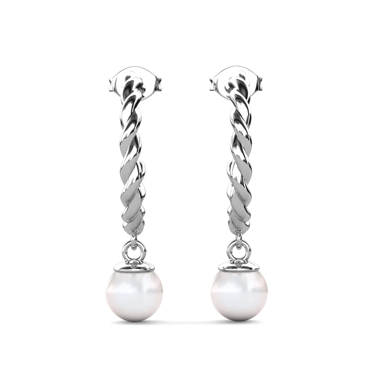 Cheyanne 18k White Gold Plated 16mm Hoop Pearl Earrings & Limited Edition Ribbon Card - Image 10