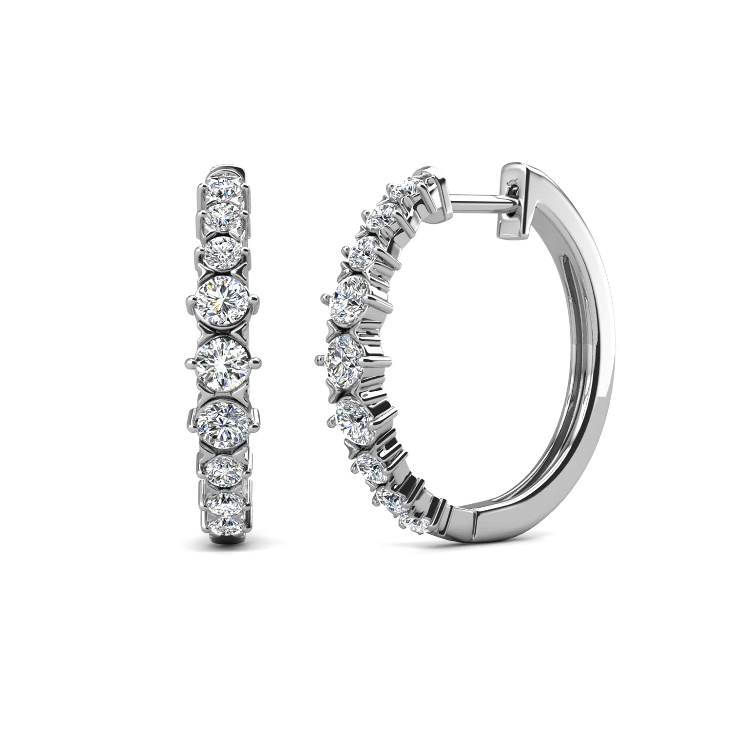 Claire 18k White Gold Plated 20mm Hoop Earrings with Swarovski Crystals