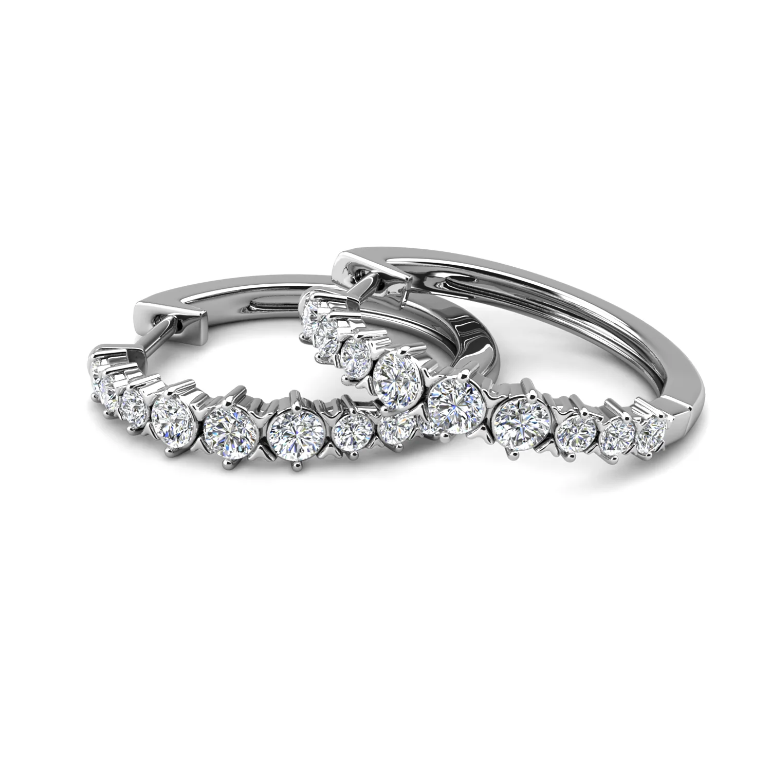 Claire 18k White Gold Plated 20mm Hoop Earrings with Swarovski Crystals - Image 10